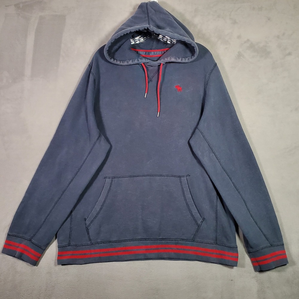 VTG Y2K Abercrombie & Fitch Hoodie Mens XL‎ Blue Red Pullover Preppy Skater Gorp